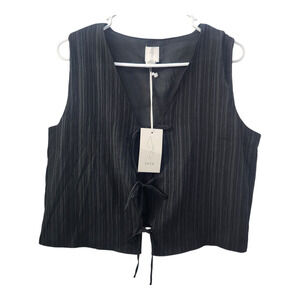 JOIE Front Tie Textured Black Top S Retro Y2K Grunge‎ Casual Relaxed Fit